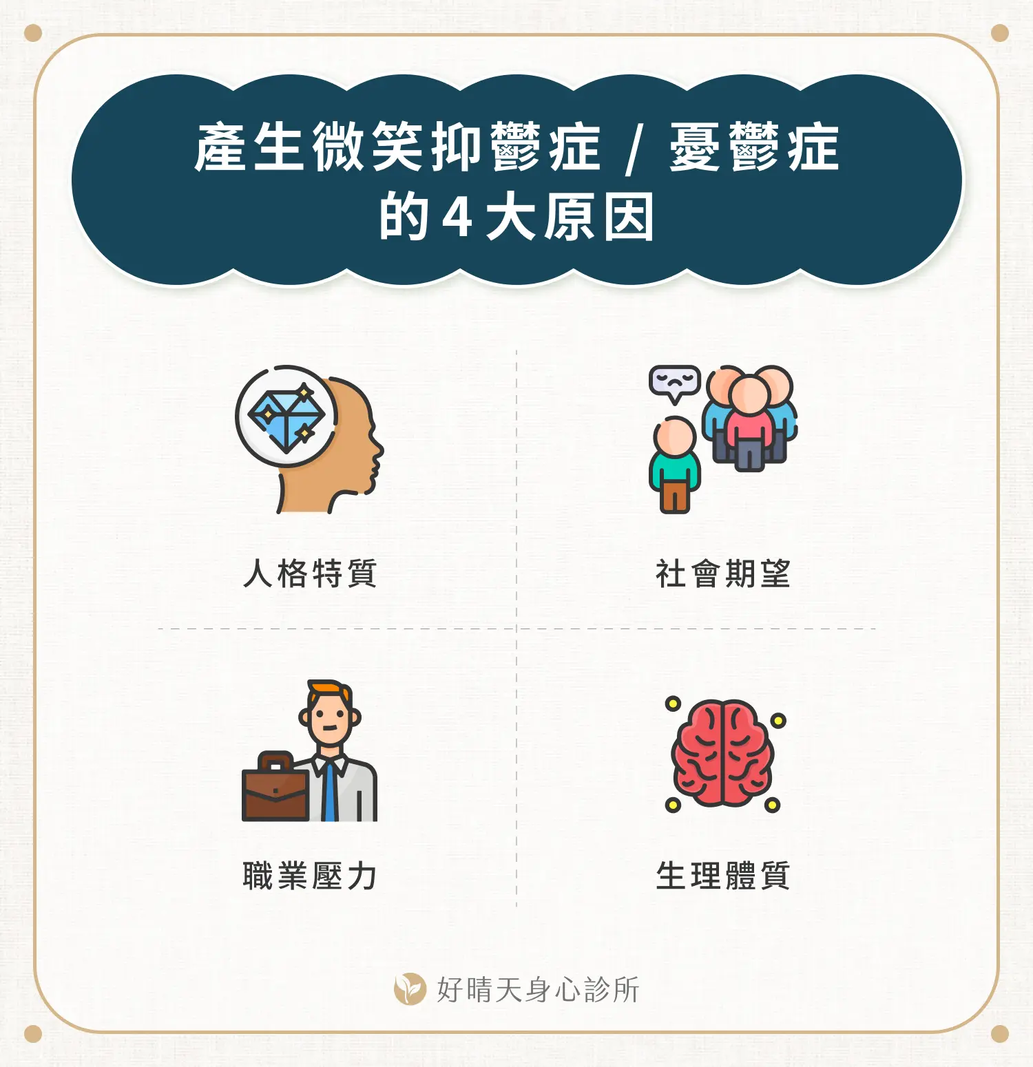 產生微笑抑鬱症/憂鬱症的 4 大原因