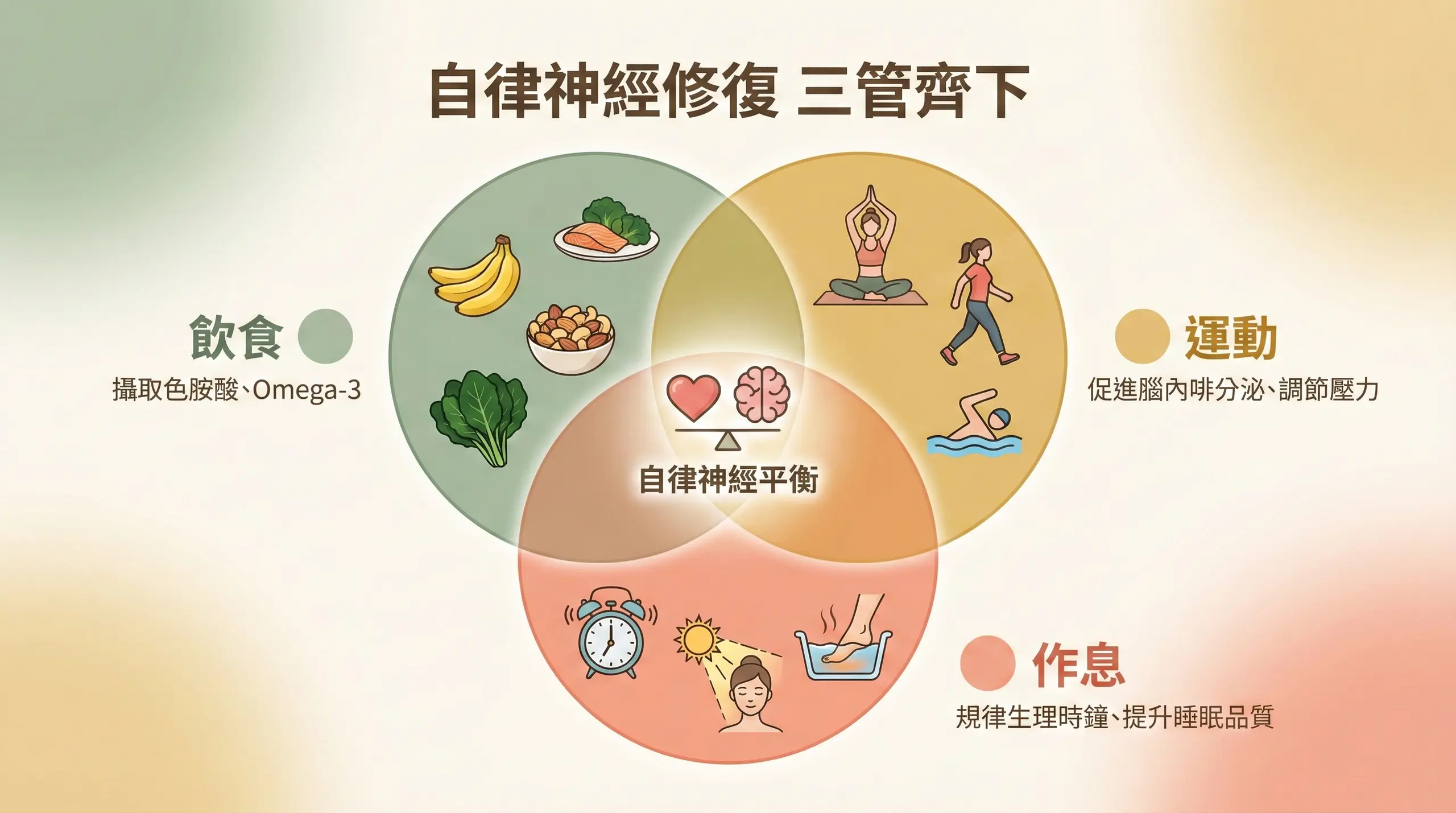 自律神經修復三管齊下:飲食、運動、作息