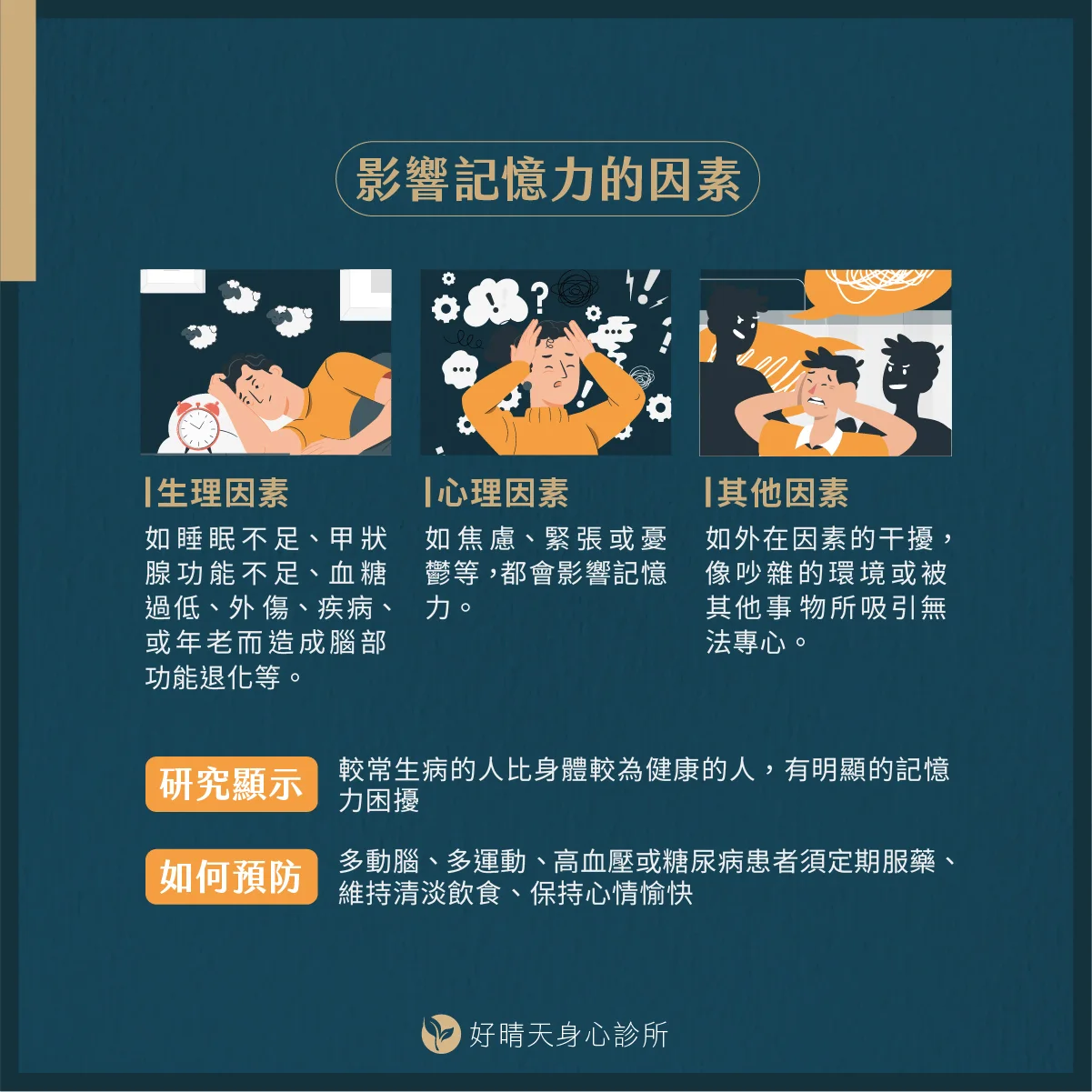 影響記憶力的三大因素
